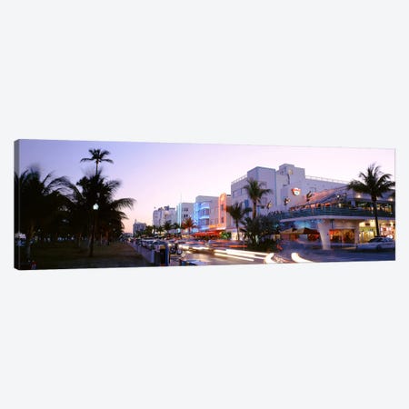Buildings Lit Up At Dusk, Ocean Drive, Miami, Florida, USA Canvas Print #PIM2512} by Panoramic Images Art Print