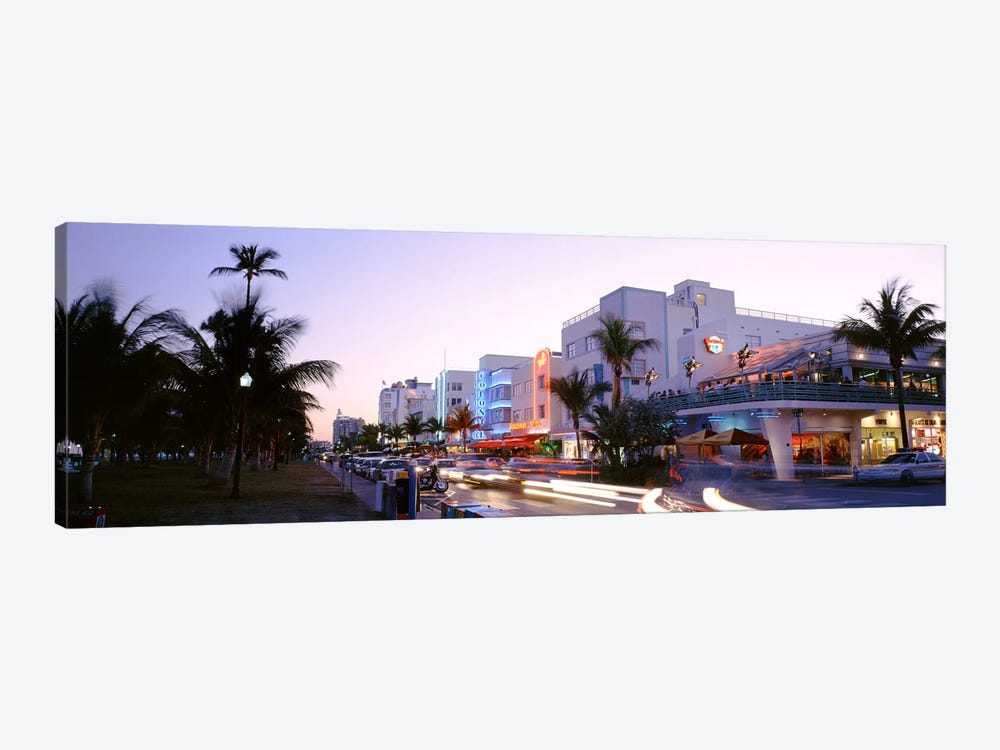 Buildings Lit Up At Dusk, Ocean Drive, Miami, Florida, USA by Panoramic Images 1-piece Art Print