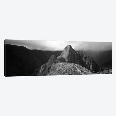 Ruins, Machu Picchu, Peru (black & white) Canvas Print #PIM251bw} by Panoramic Images Canvas Artwork