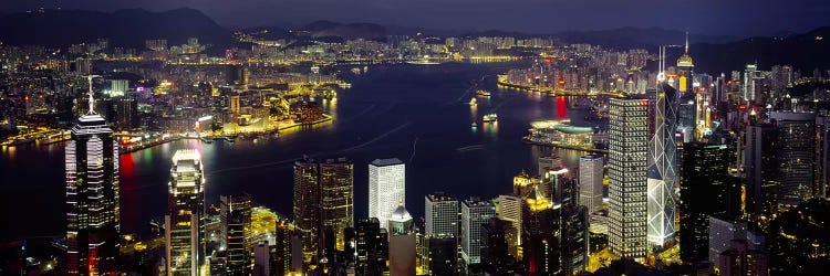 Victoria Harbour & Surrounding Districts At Night, Hong Kong by Panoramic Images wall art