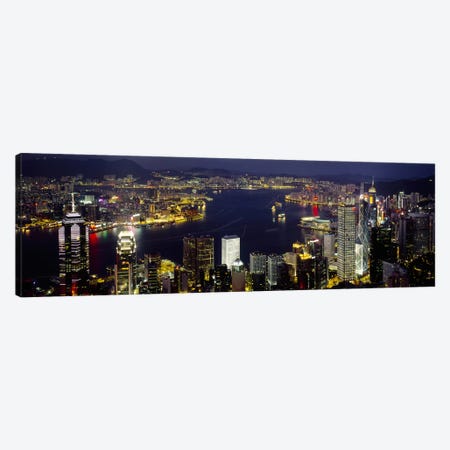 Victoria Harbour & Surrounding Districts At Night, Hong Kong Canvas Print #PIM2524} by Panoramic Images Art Print