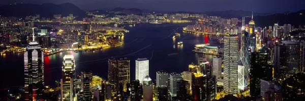 Victoria Harbour & Surrounding Districts At Night, Hong Kong