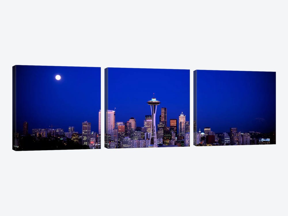 Moonrise, Seattle, Washington State, USA by Panoramic Images 3-piece Canvas Artwork