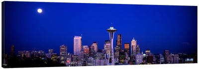 Moonrise, Seattle, Washington State, USA Canvas Art Print - Seattle Art