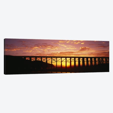 Silhouette of a railway bridge, Pudding Creek Bridge, Fort Bragg, California, USA Canvas Print #PIM2542} by Panoramic Images Canvas Artwork
