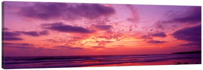 Clouds in the sky at sunset, Pacific Beach, San Diego, California, USA Canvas Art Print - Panoramic Photography