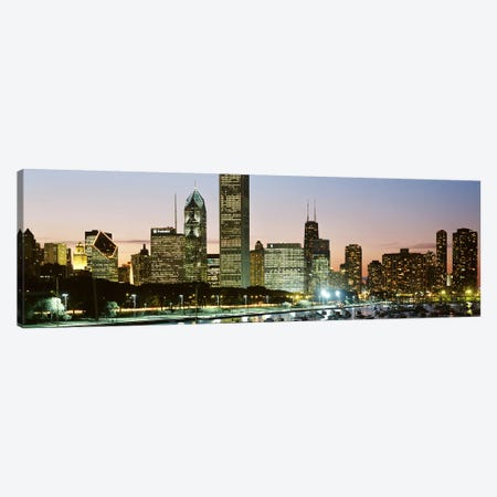 Buildings lit up at night, Chicago, Cook County, Illinois, USA Canvas Print #PIM2547} by Panoramic Images Canvas Print