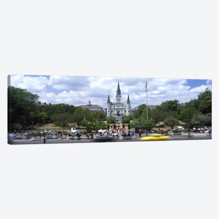 Cathedral at the roadside, St. Louis Cathedral, Jackson Square, French Quarter, New Orleans, Louisiana, USA Canvas Print #PIM2552} by Panoramic Images Art Print