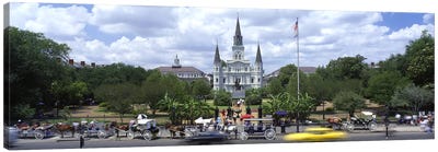 Cathedral at the roadside, St. Louis Cathedral, Jackson Square, French Quarter, New Orleans, Louisiana, USA Canvas Art Print - Churches & Places of Worship