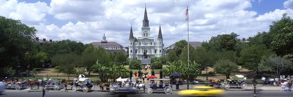 New Orleans: Cathedral at the roadside, St. Louis Cathedral, Jackson Square, French Quarter, New Orleans, Louisiana, USA by Panoramic Images
