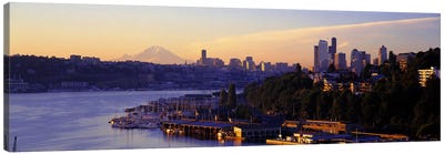 Sunrise, Lake Union, Seattle, Washington State, USA Canvas Art Print - City Sunrise & Sunset Art
