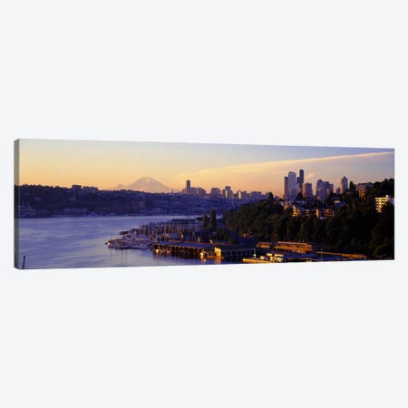 Sunrise, Lake Union, Seattle, Washington State, USA Canvas Print #PIM2553} by Panoramic Images Art Print
