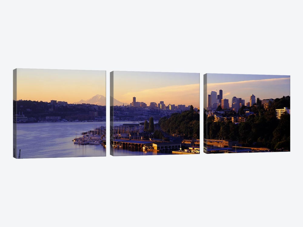 Sunrise, Lake Union, Seattle, Washington State, USA by Panoramic Images 3-piece Canvas Wall Art