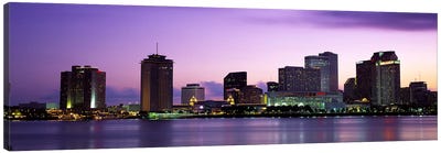 Dusk Skyline, New Orleans, Louisiana, USA Canvas Art Print - Urban River, Lake & Waterfront Art