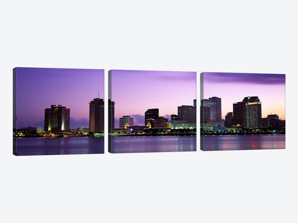 Dusk Skyline, New Orleans, Louisiana, USA by Panoramic Images 3-piece Canvas Wall Art