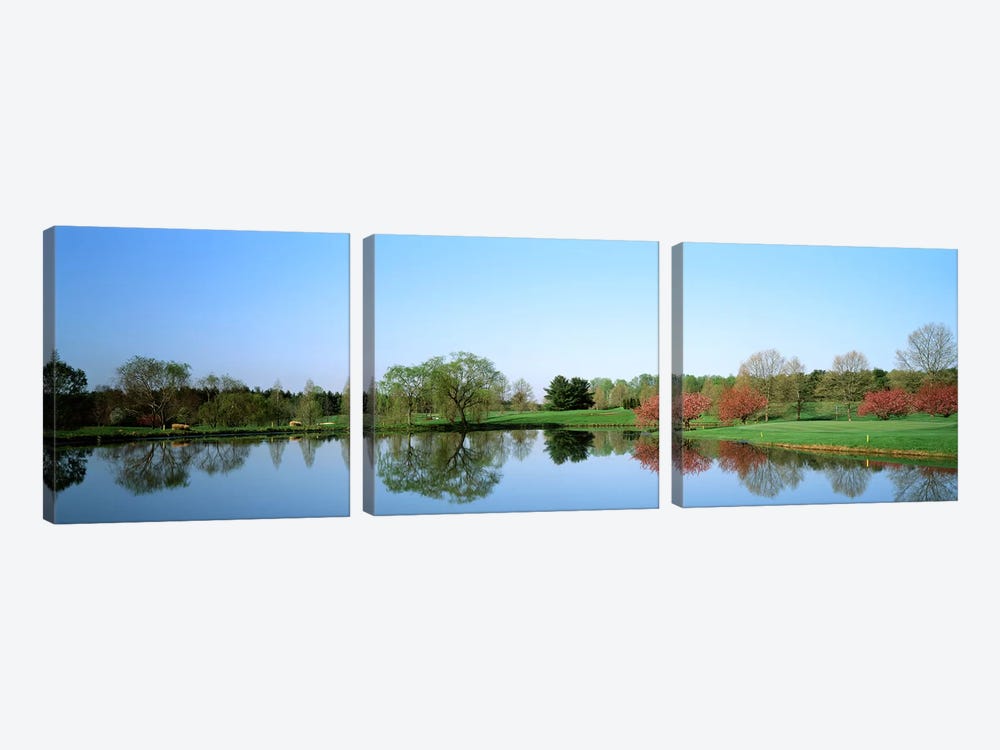 Pond at a golf course, Towson Golf And Country Club, Towson, Baltimore County, Maryland, USA by Panoramic Images 3-piece Canvas Art