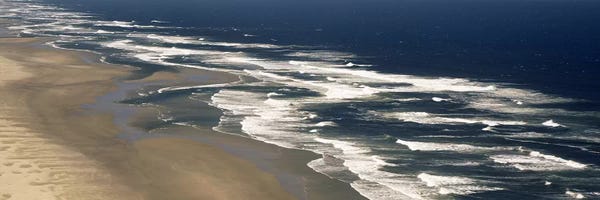 Oregon: Aerial View Of Waves Hitting The Beach, Florence, Lane County, Oregon, USA by Panoramic Images