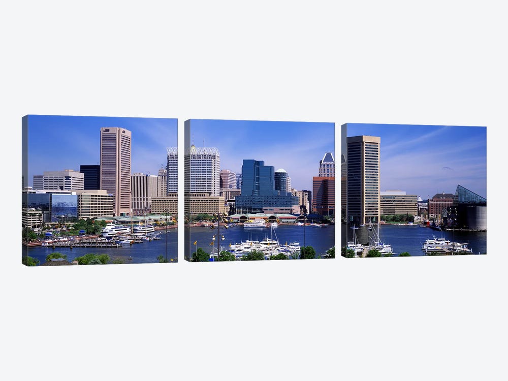 Inner Harbor Federal Hill Skyline Baltimore MD by Panoramic Images 3-piece Canvas Artwork