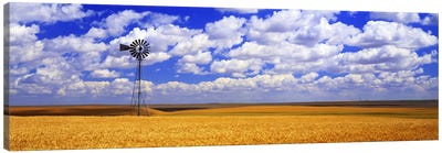 Windmill Wheat Field, Othello, Washington State, USA Canvas Art Print - Nature Panoramics
