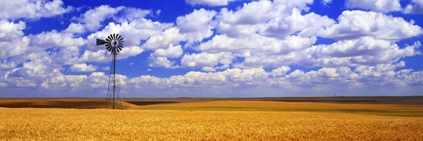 Panoramic Images: Windmill Wheat Field, Othello, Washington State, USA by Panoramic Images