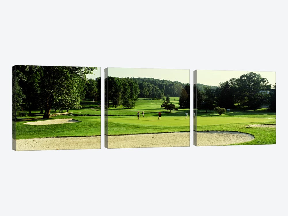 Four people playing on a golf course, Baltimore County, Maryland, USA by Panoramic Images 3-piece Canvas Print