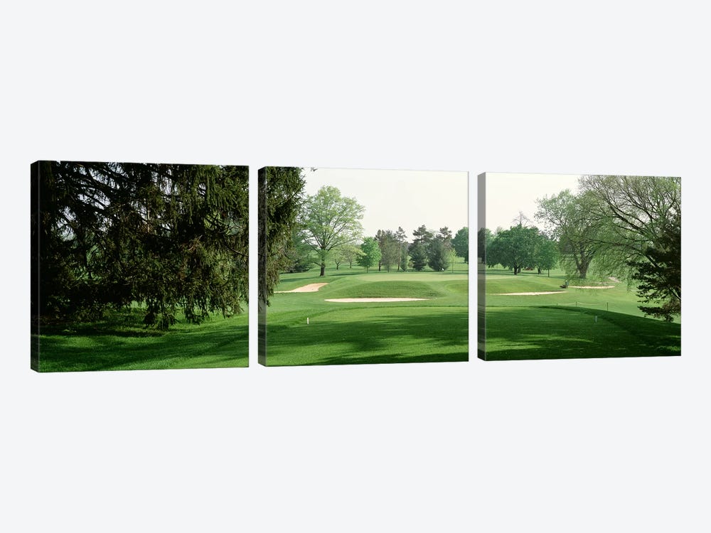 Sand trap at a golf course, Baltimore Country Club, Maryland, USA by Panoramic Images 3-piece Canvas Art
