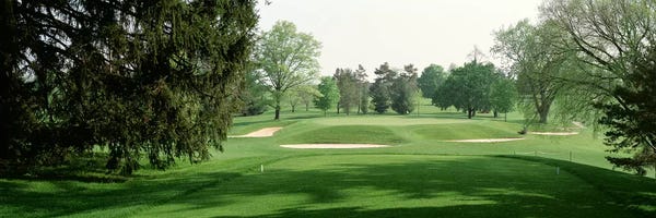 Golf Courses: Sand trap at a golf course, Baltimore Country Club, Maryland, USA by Panoramic Images