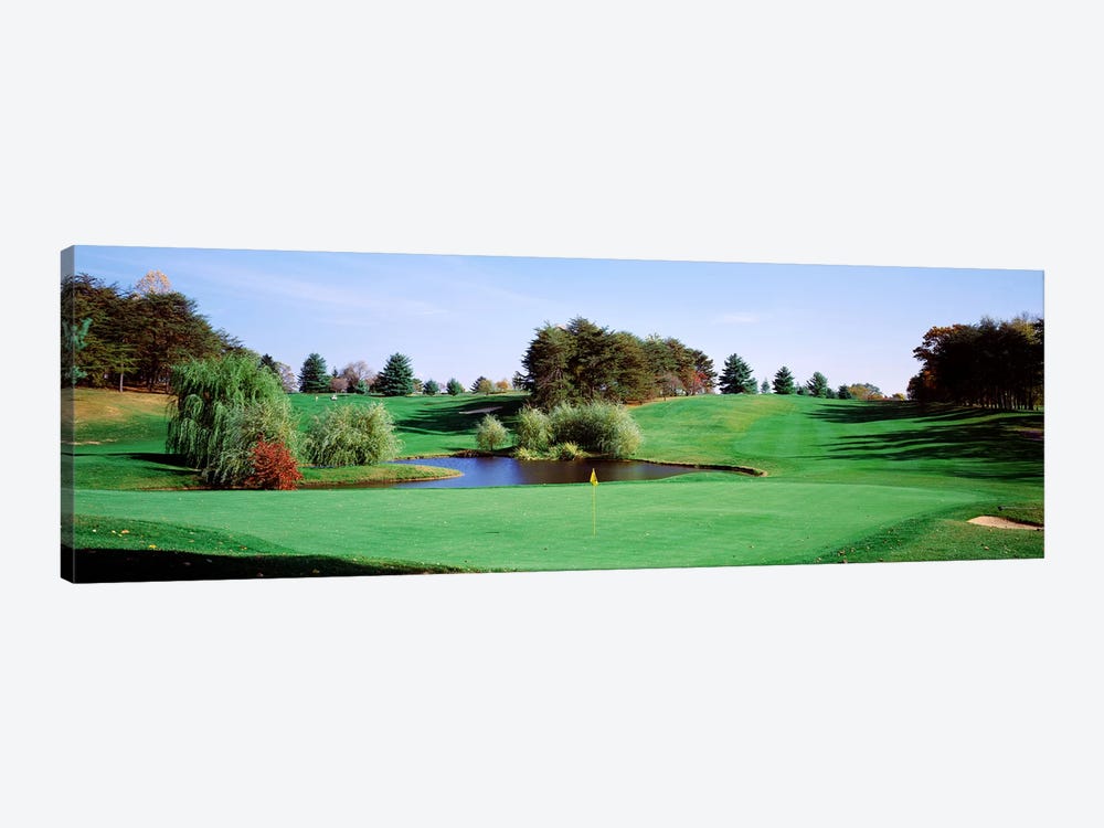 Pond at a golf course, Baltimore Country Club, Baltimore, Maryland, USA by Panoramic Images 1-piece Canvas Print