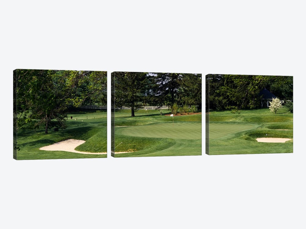 Sand traps on a golf course, Baltimore Country Club, Baltimore, Maryland, USA by Panoramic Images 3-piece Canvas Art
