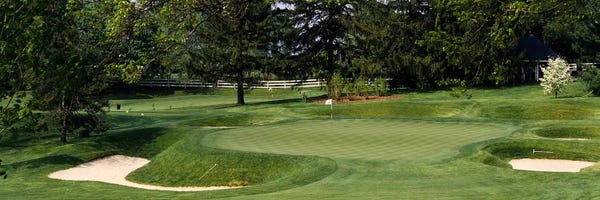 Maryland: Sand traps on a golf course, Baltimore Country Club, Baltimore, Maryland, USA by Panoramic Images