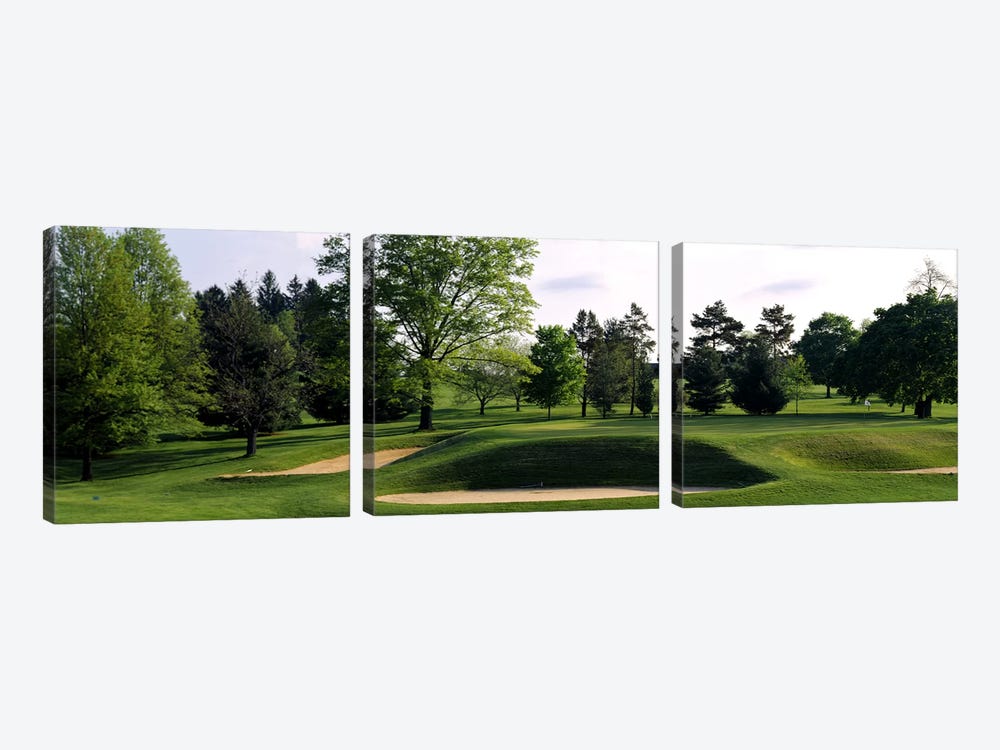 Sand traps on a golf course, Baltimore Country Club, Baltimore, Maryland, USA #2 by Panoramic Images 3-piece Art Print