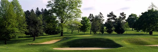 Maryland: Sand traps on a golf course, Baltimore Country Club, Baltimore, Maryland, USA #2 by Panoramic Images