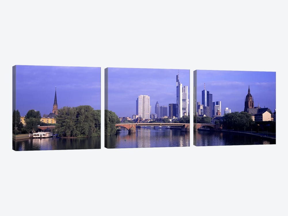 Skyline Main River Frankfurt Germany by Panoramic Images 3-piece Canvas Art Print
