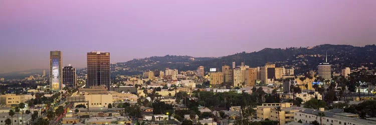 High angle view of a cityscape, Hollywood Hills, City of Los Angeles, California, USA