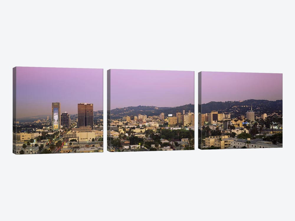 High angle view of a cityscape, Hollywood Hills, City of Los Angeles, California, USA by Panoramic Images 3-piece Canvas Art Print