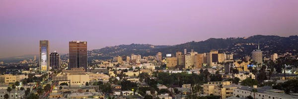 Los Angeles Skylines: High angle view of a cityscape, Hollywood Hills, City of Los Angeles, California, USA by Panoramic Images