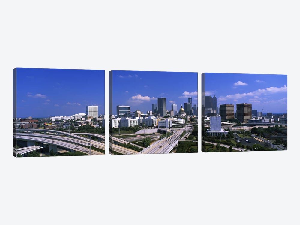 High angle view of elevated roads with buildings in the background, Atlanta, Georgia, USA by Panoramic Images 3-piece Canvas Print