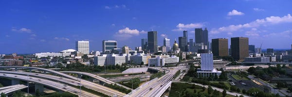 Georgia: High angle view of elevated roads with buildings in the background, Atlanta, Georgia, USA by Panoramic Images