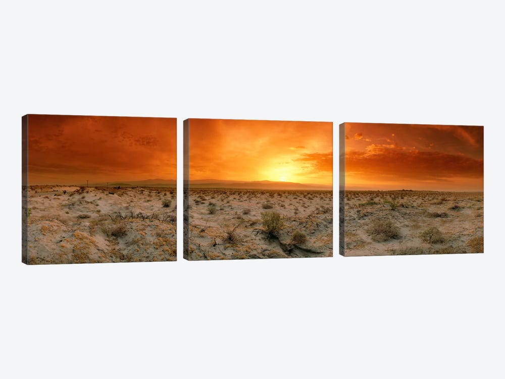 Desert Sunset, Palm Springs, Riverside County, California, USA by Panoramic Images 3-piece Canvas Art Print