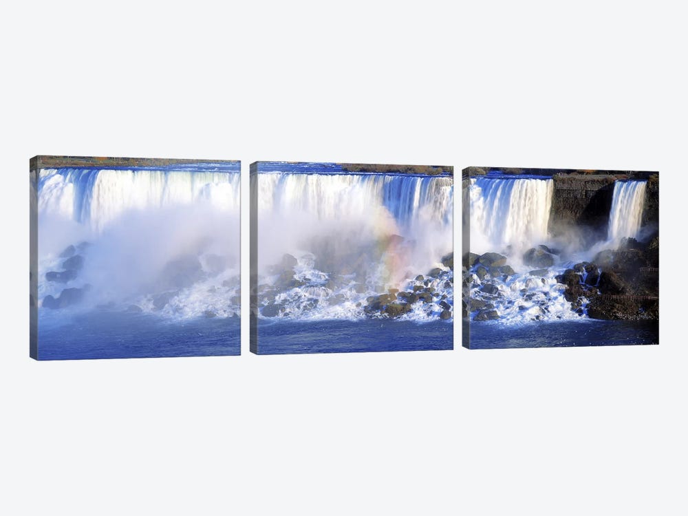 Fading Rainbow, American Falls & Bridal Veil Falls (Niagara Falls), New York, USA by Panoramic Images 3-piece Canvas Wall Art