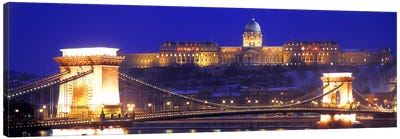 Buda Castle (Royal Palace) With The Széchenyi Chain Bridge In The Foreground, Budapest, Hungary Canvas Art Print - Hungary Art