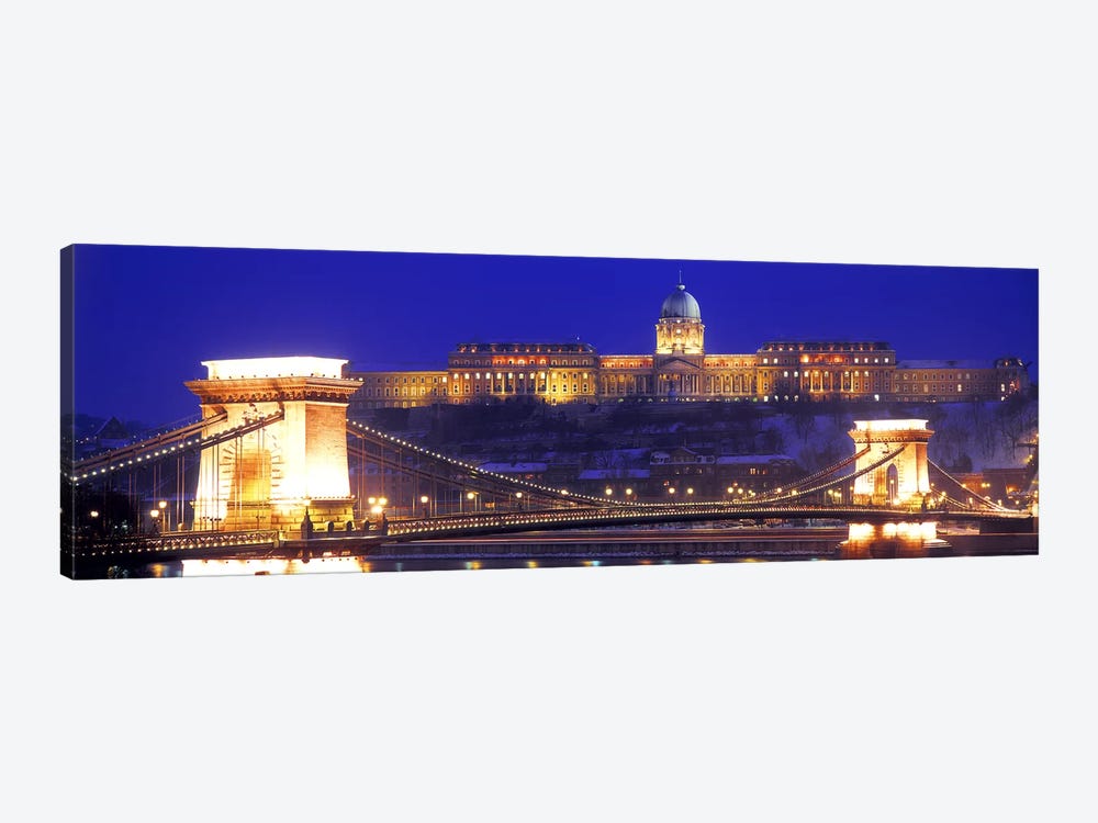 Buda Castle (Royal Palace) With The Széchenyi Chain Bridge In The Foreground, Budapest, Hungary by Panoramic Images 1-piece Canvas Print
