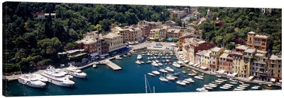 Aerial View Of The Harbour, Portofino, Genoa, Italian Riviera, Italy Canvas Art Print - Harbor & Port Art