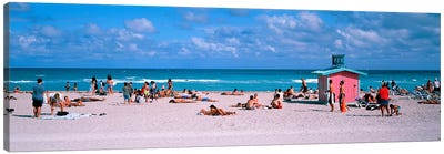 Tourist on the beachMiami, Florida, USA Canvas Art Print - Sandy Beach Art