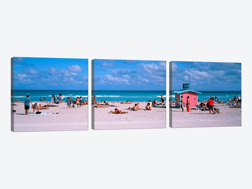 Tourist on the beachMiami, Florida, USA by Panoramic Images 3-piece Canvas Art
