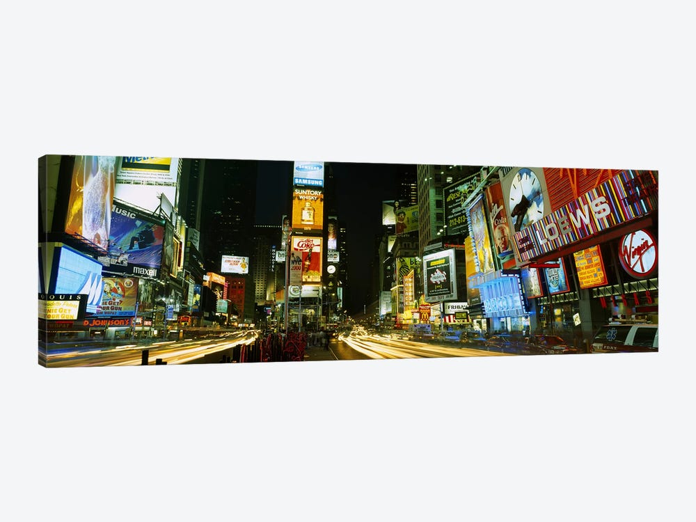 Neon boards in a city lit up at night Times Square, New York City, New York State, USA by Panoramic Images 1-piece Canvas Artwork