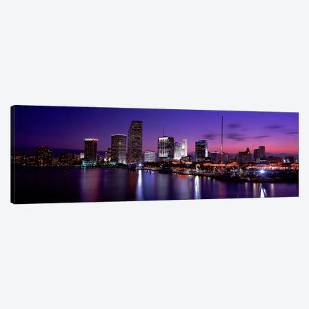 Night Skyline Miami FL USA Canvas Print #PIM2624} by Panoramic Images Canvas Wall Art