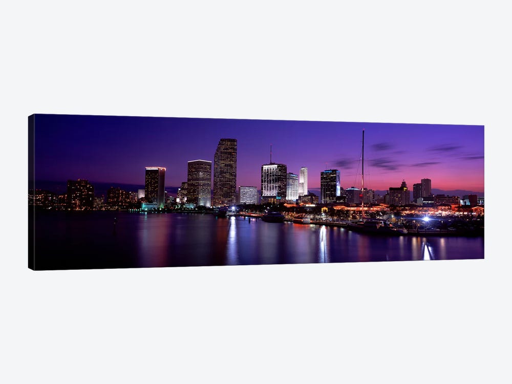 Night Skyline Miami FL USA by Panoramic Images 1-piece Canvas Artwork