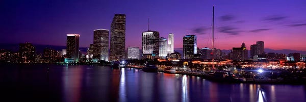 Smalt: Night Skyline Miami FL USA by Panoramic Images
