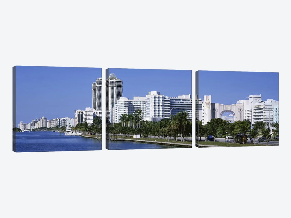 USAFlorida, Miami, Miami Beach, Panoramic view of waterfront, & skyline by Panoramic Images 3-piece Art Print